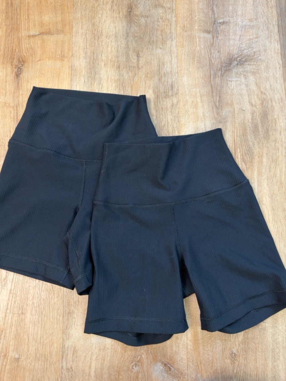 90 Degree By Reflex Black High-Rise Ribbed Bike Shorts